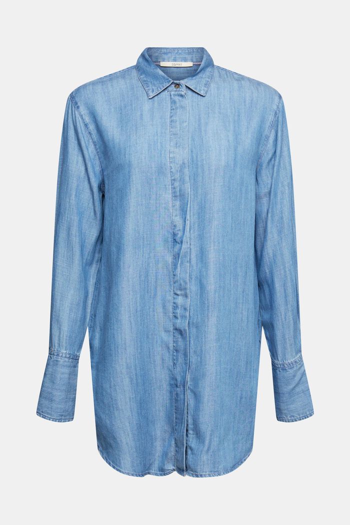 Made of TENCEL™: oversized denim-look blouse