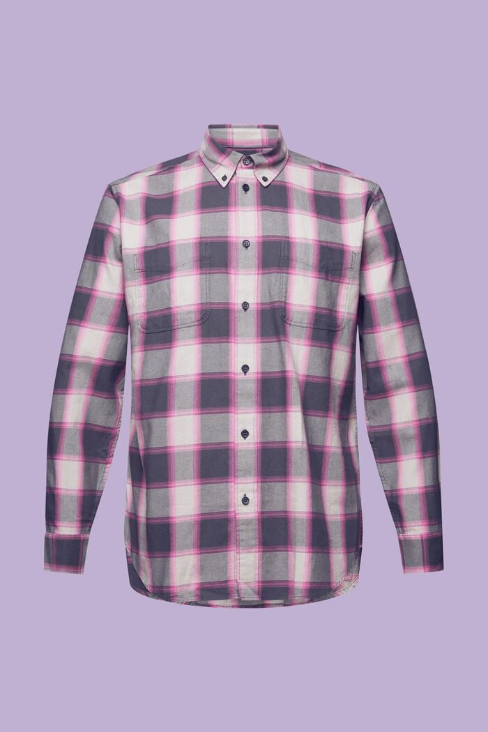 Checked Cotton Flannel Shirt, DARK GREY, detail image number 7