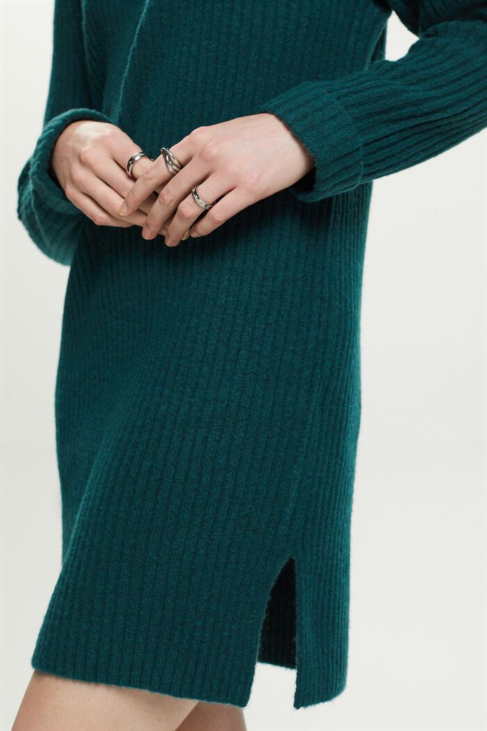 Rib-Knit Mini Dress, EMERALD GREEN, detail image number 2