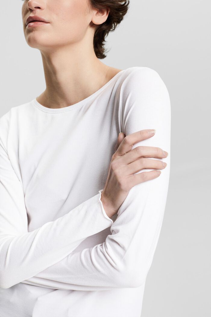 Long sleeve top made of blended organic cotton, NEW WHITE, detail image number 2