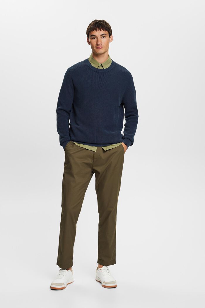 Basic crewneck jumper, 100% cotton, NAVY, detail image number 0