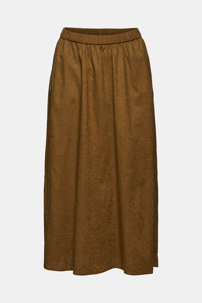 Made of blended linen: midi skirt