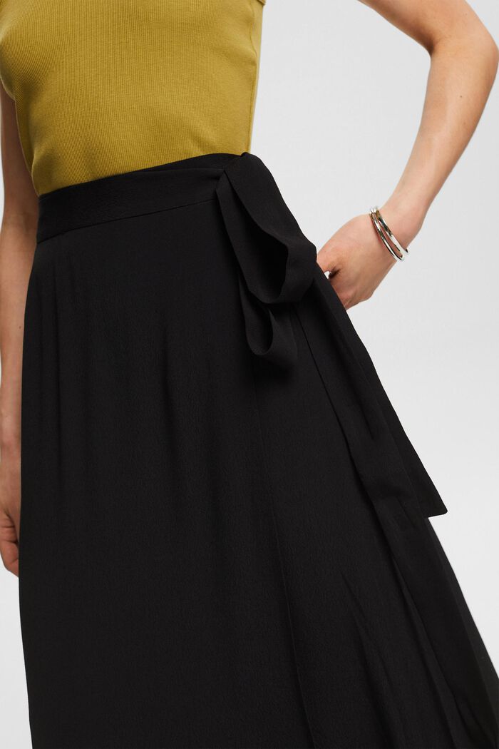 Asymmetric wrap-over skirt, BLACK, detail image number 2