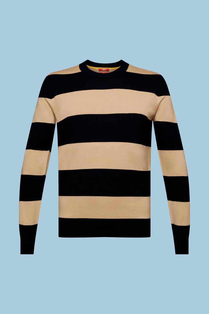 Wool Seamless Striped Pullover, BEIGE, detail image number 5