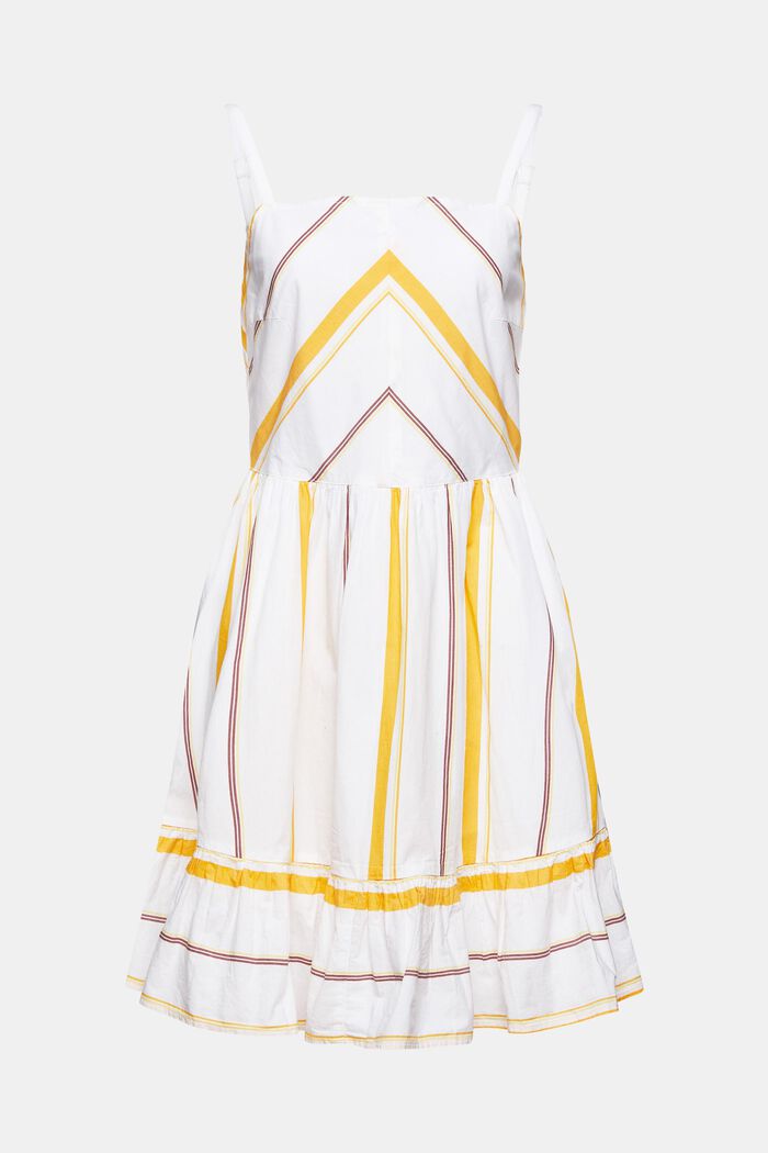 Dress with a multi-colour stripe pattern