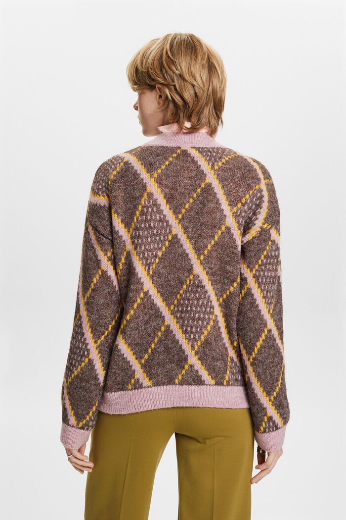Checked Wool-Blend Sweater, TOFFEE, detail image number 3