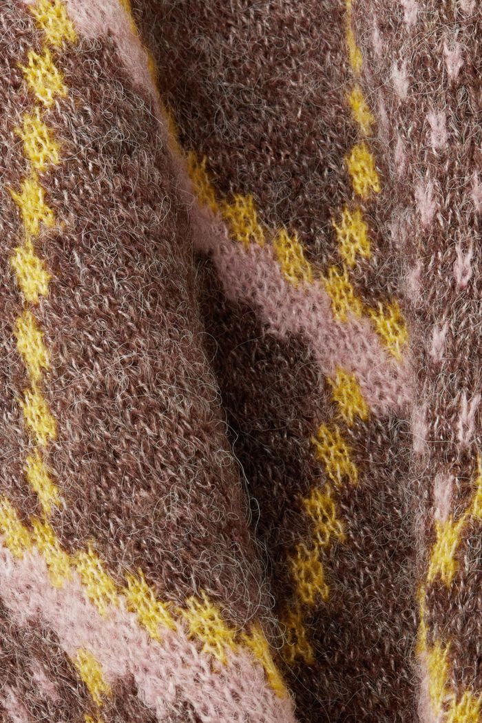 Checked Wool-Blend Sweater, TOFFEE, detail image number 5