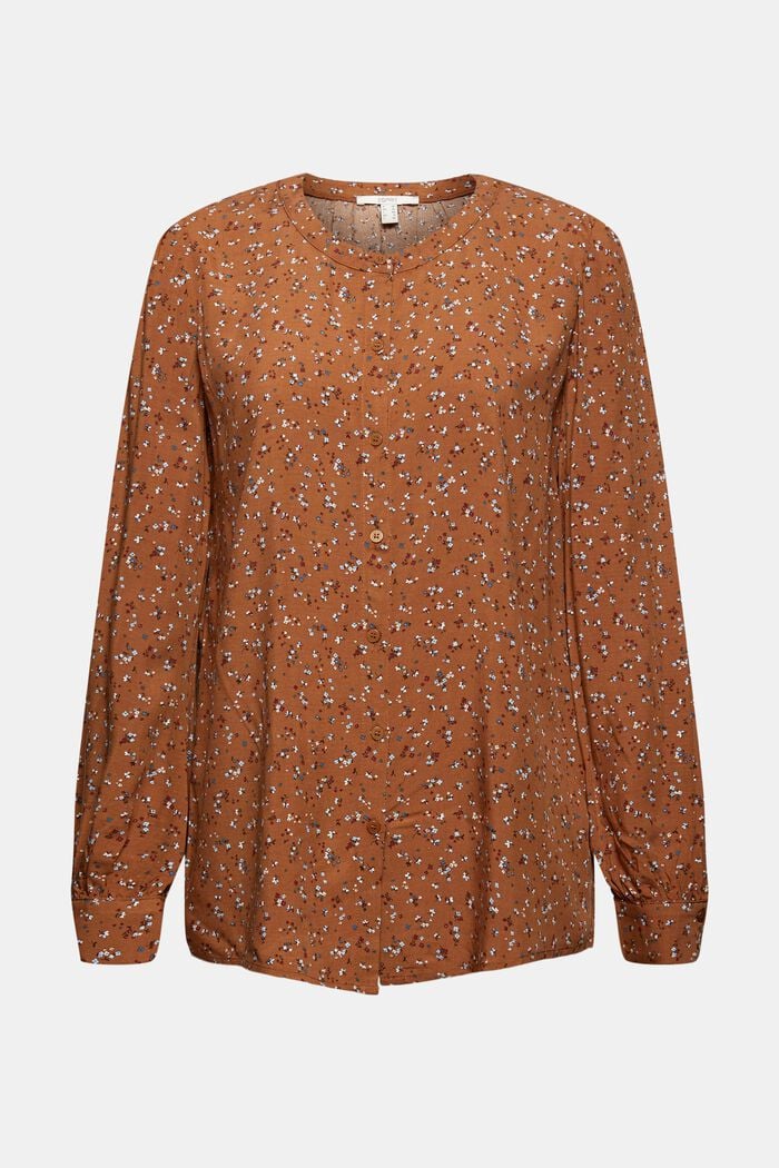 Blouse with leopard print and LENZING™ ECOVERO™, TOFFEE, overview