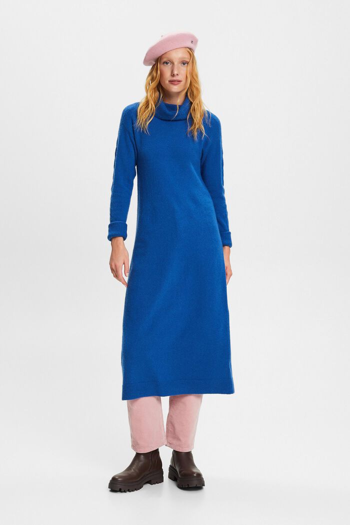 Turtleneck Midi Dress, BRIGHT BLUE, detail image number 4