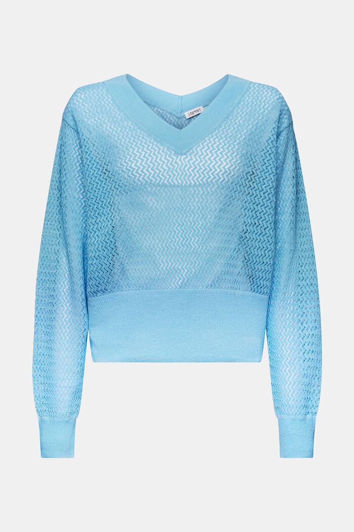 Structured V-Neck Sweater, LIGHT TURQUOISE, detail image number 5