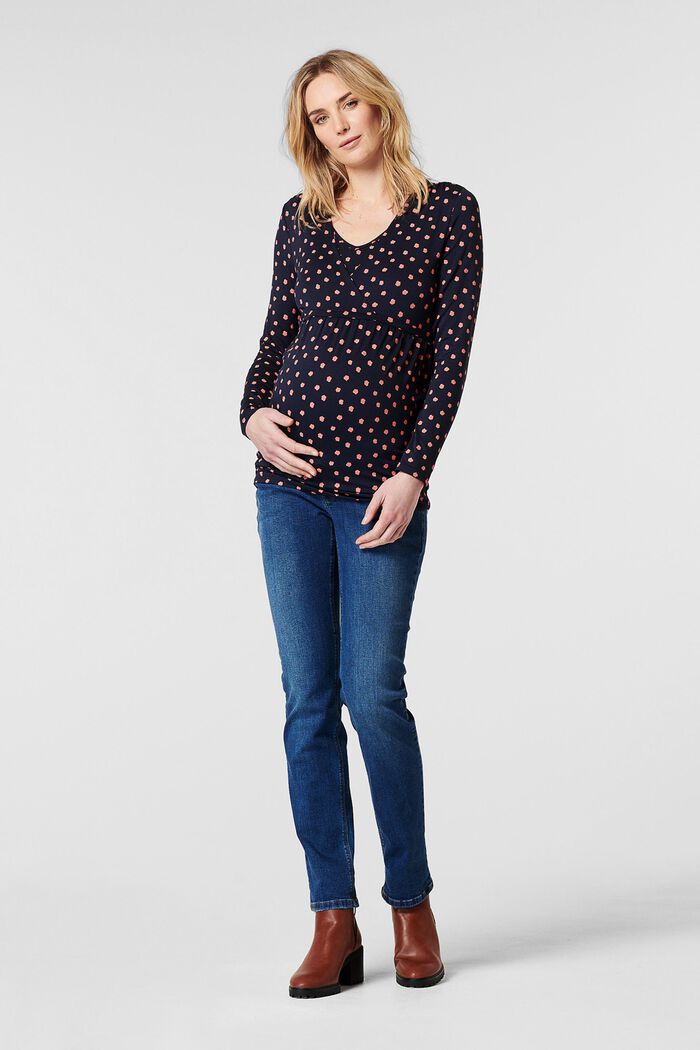 Stretch jeans with an over-bump waistband, organic cotton, BLUE MEDIUM WASHED, overview