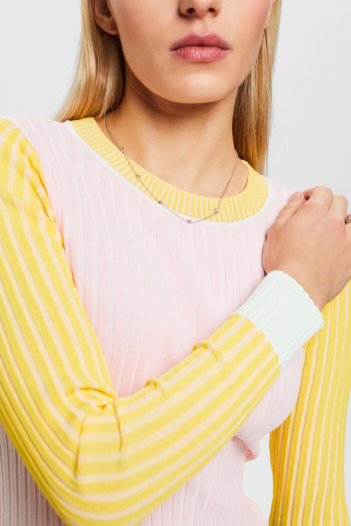 Ribbed Color-Block Sweater, PASTEL PINK, detail image number 2