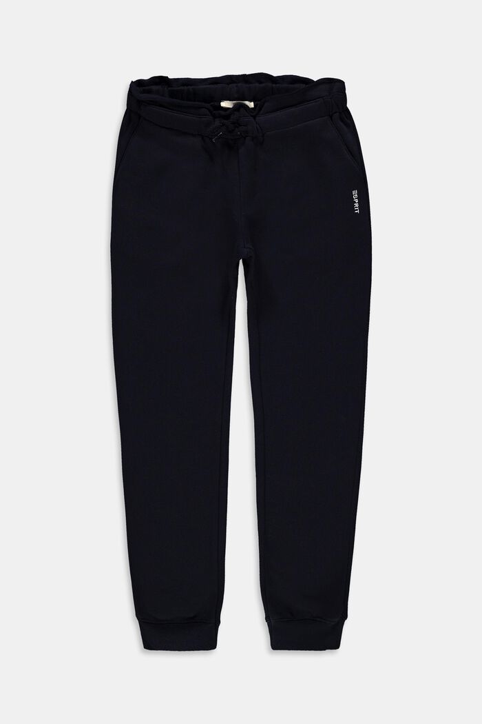 Tracksuit bottoms with a washed finish, 100% cotton, BLUE DARK WASHED, detail image number 0