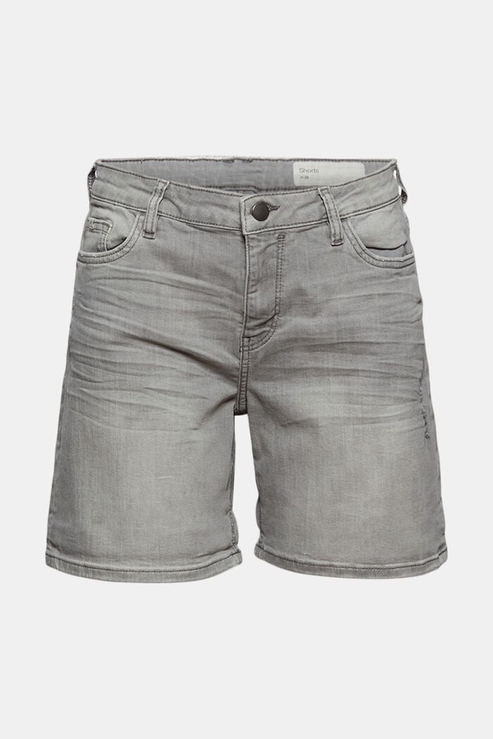 Denim shorts made of organic cotton, GREY MEDIUM WASHED, overview