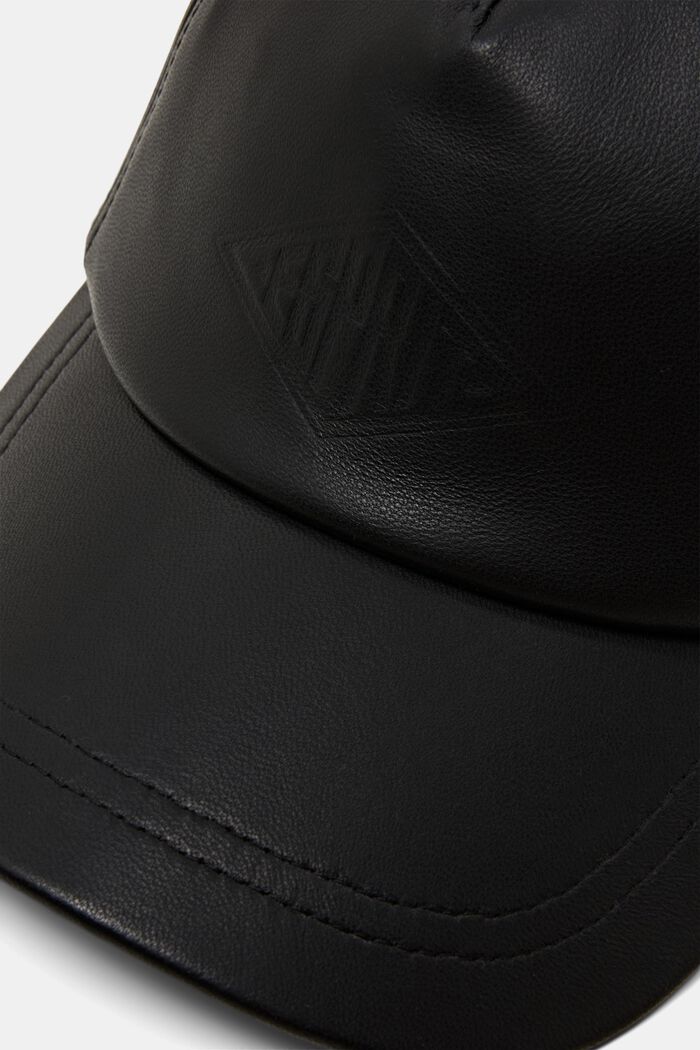 Logo Leather Baseball Cap, BLACK, detail image number 1
