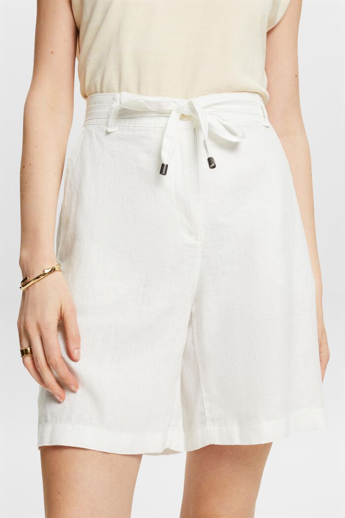 Undyed Linen Bermuda Shorts, OFF WHITE, detail image number 3