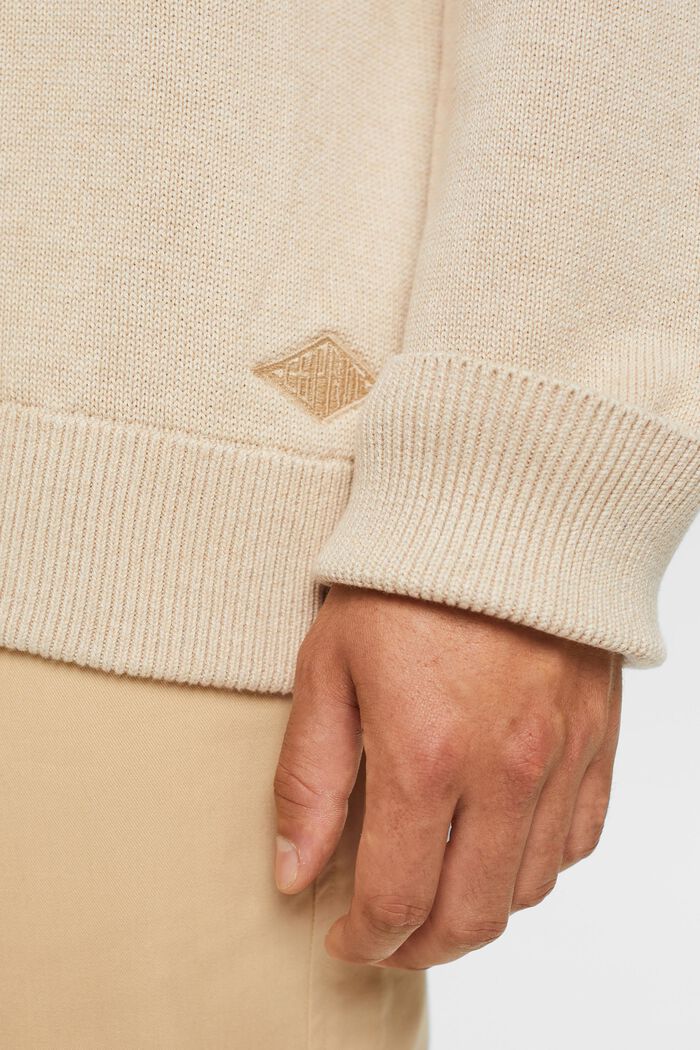 Cotton Crewneck Sweater, SAND, detail image number 2