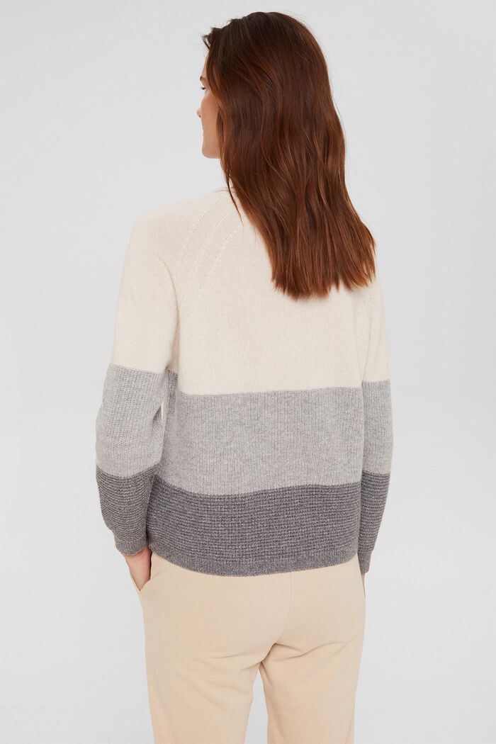 Jumper with block stripes in a wool blend, LIGHT GREY, detail image number 3