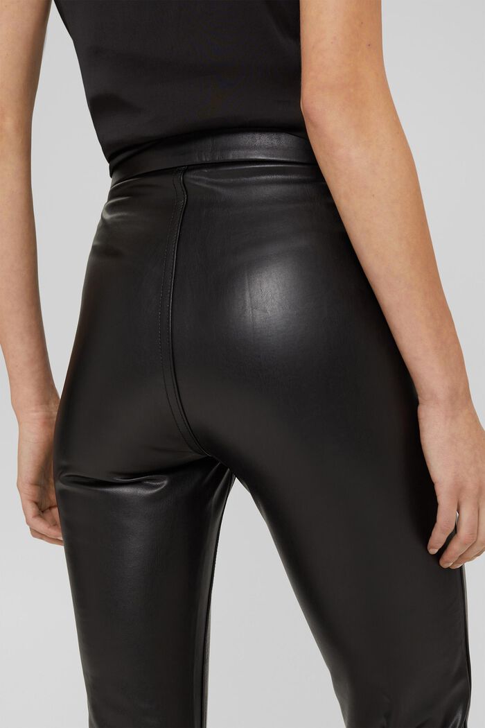 Flared trousers in faux leather, BLACK, detail image number 2