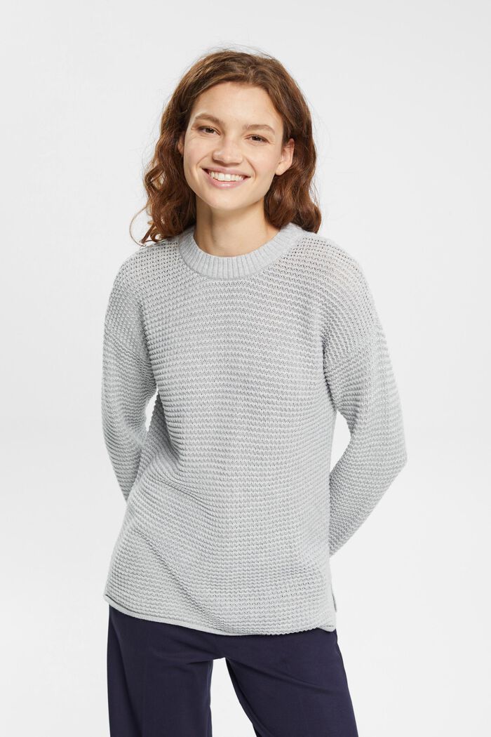 Textured knitted jumper, LIGHT GREY, detail image number 0
