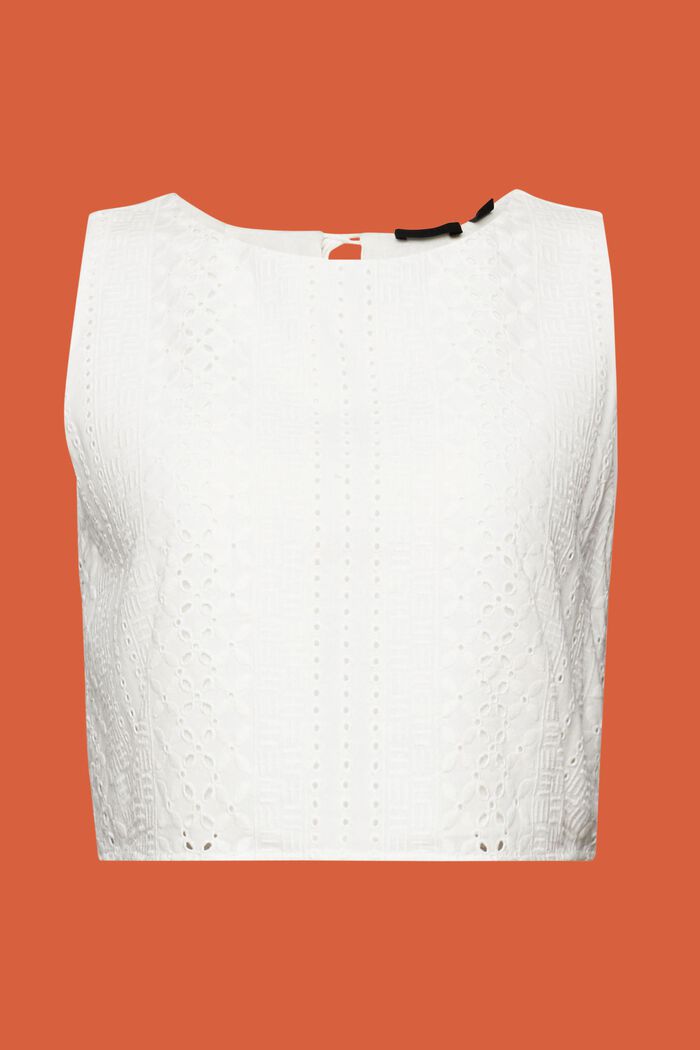 Embroidered crop top, LENZING™ ECOVERO™, WHITE, detail image number 5