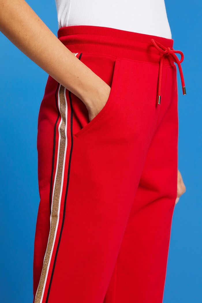 Striped Cotton Track Pants, RED, detail image number 2