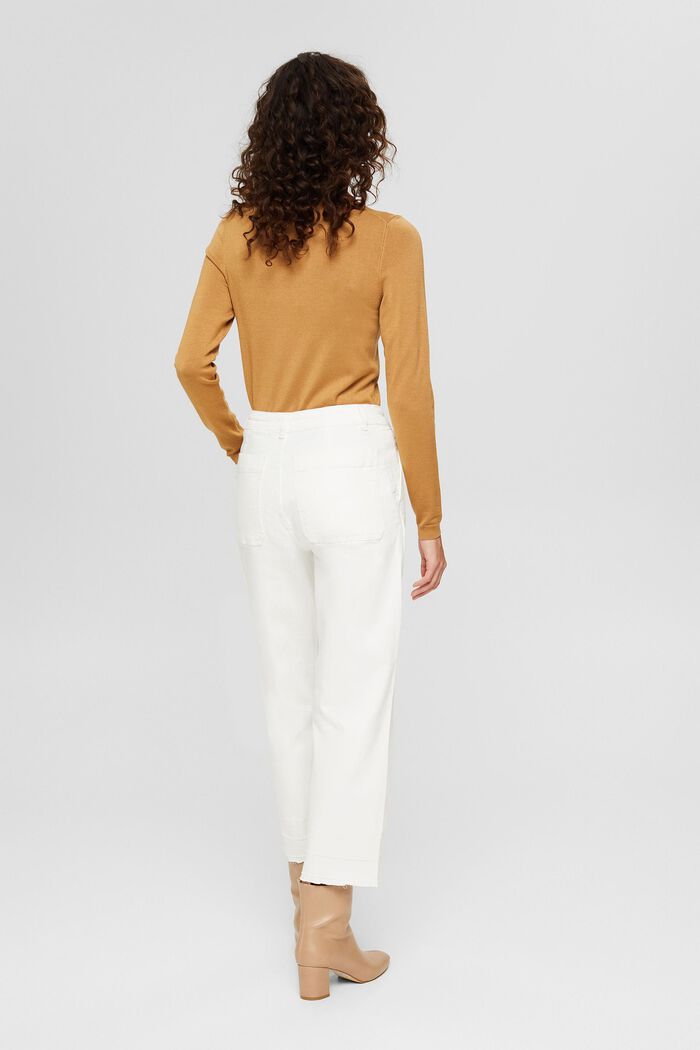 Wide 7/8 trousers with unfinished hems, OFF WHITE, detail image number 3