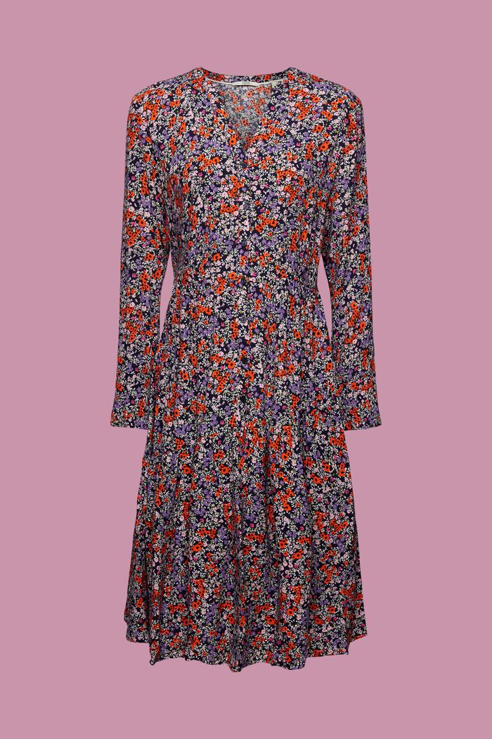 Midi dress with all-over floral print, NAVY, detail image number 6