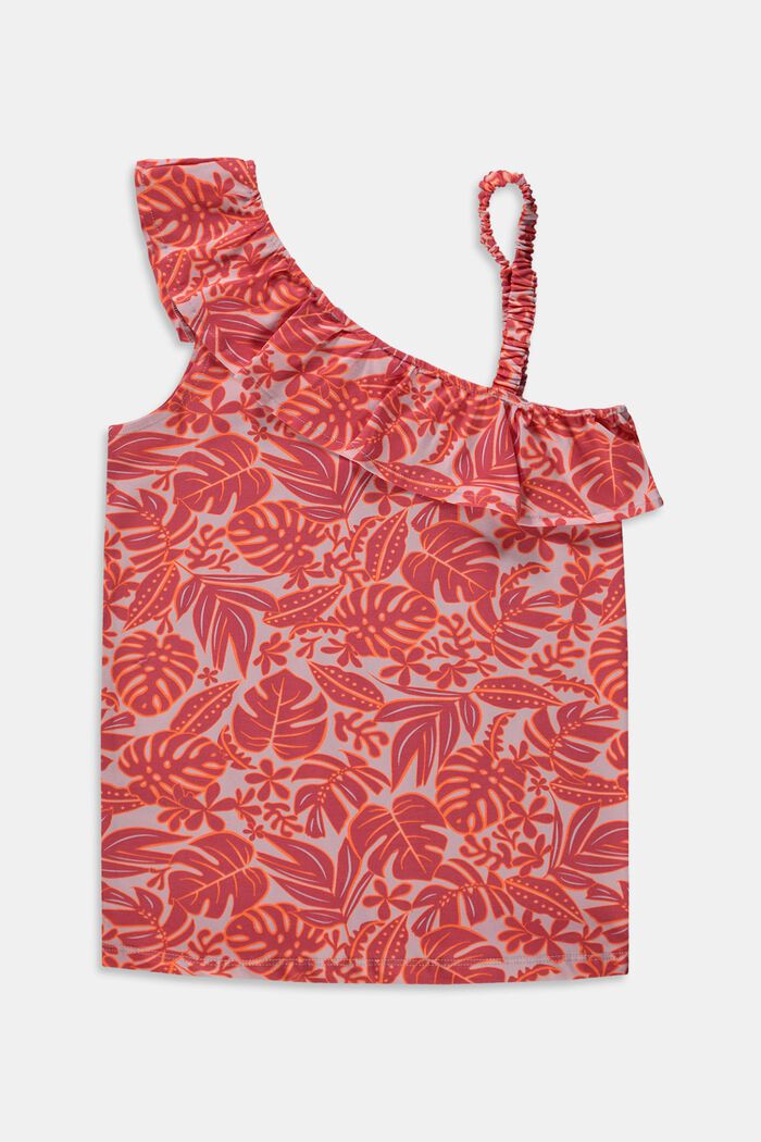Top with a tropical pattern, ORANGE RED, detail image number 1