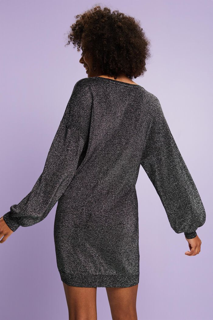 Knitted Glitter Mini Dress, LENZING™ ECOVERO™, BLACK, detail image number 3