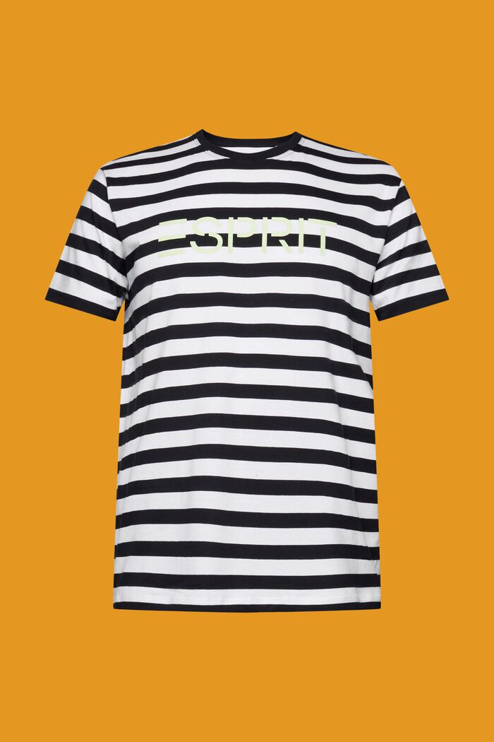 Striped Cotton T-Shirt, BLACK, detail image number 7