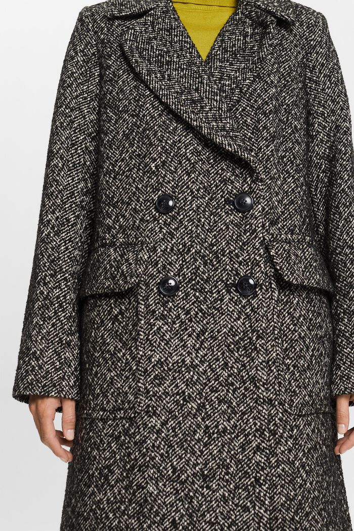 Herringbone Wool-Blend Coat, BLACK, detail image number 1