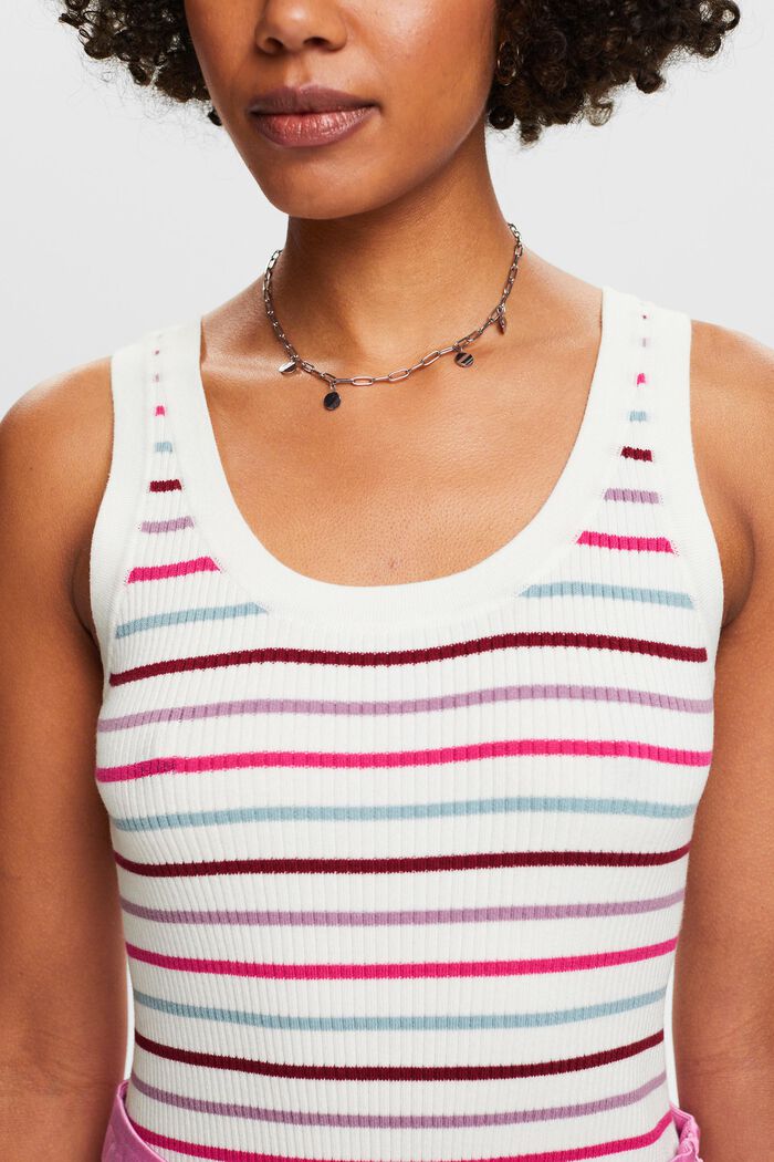 Striped Ribbed Tank Top, OFF WHITE, detail image number 3