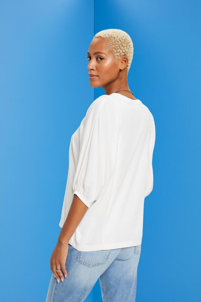 Puff sleeve top, OFF WHITE, detail image number 3