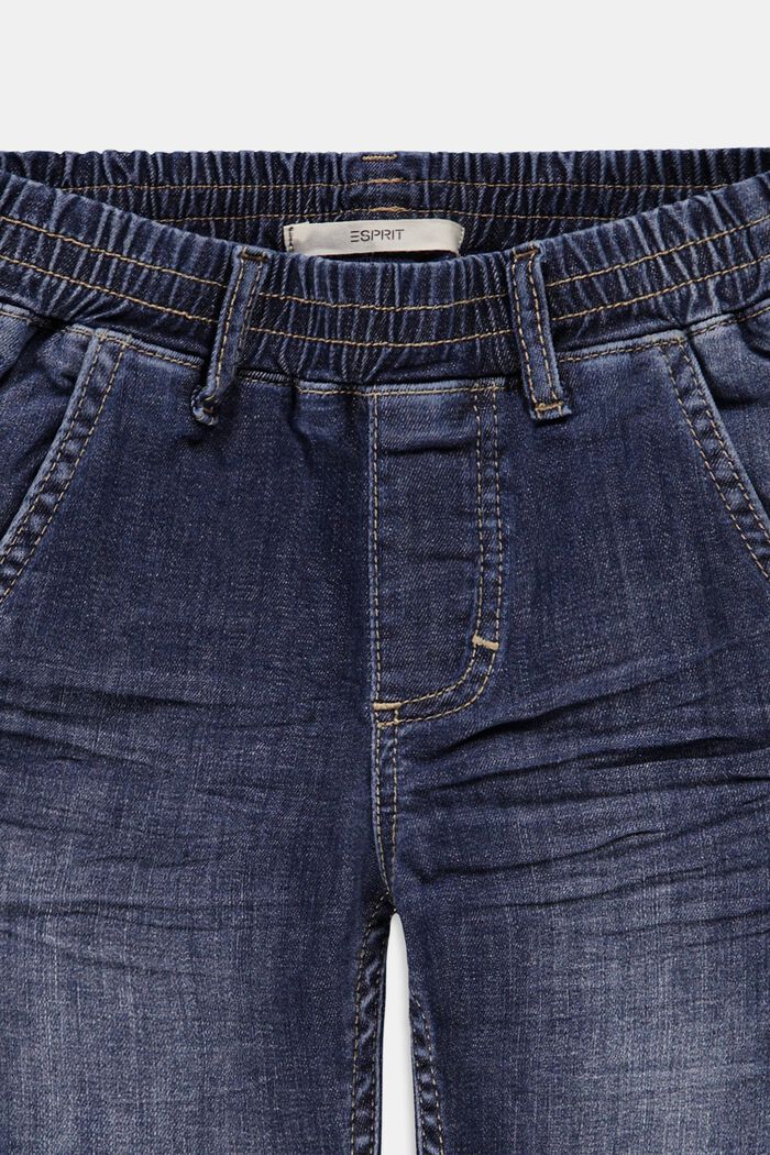 Denim shorts with an elasticated waistband, BLUE DARK WASHED, detail image number 2
