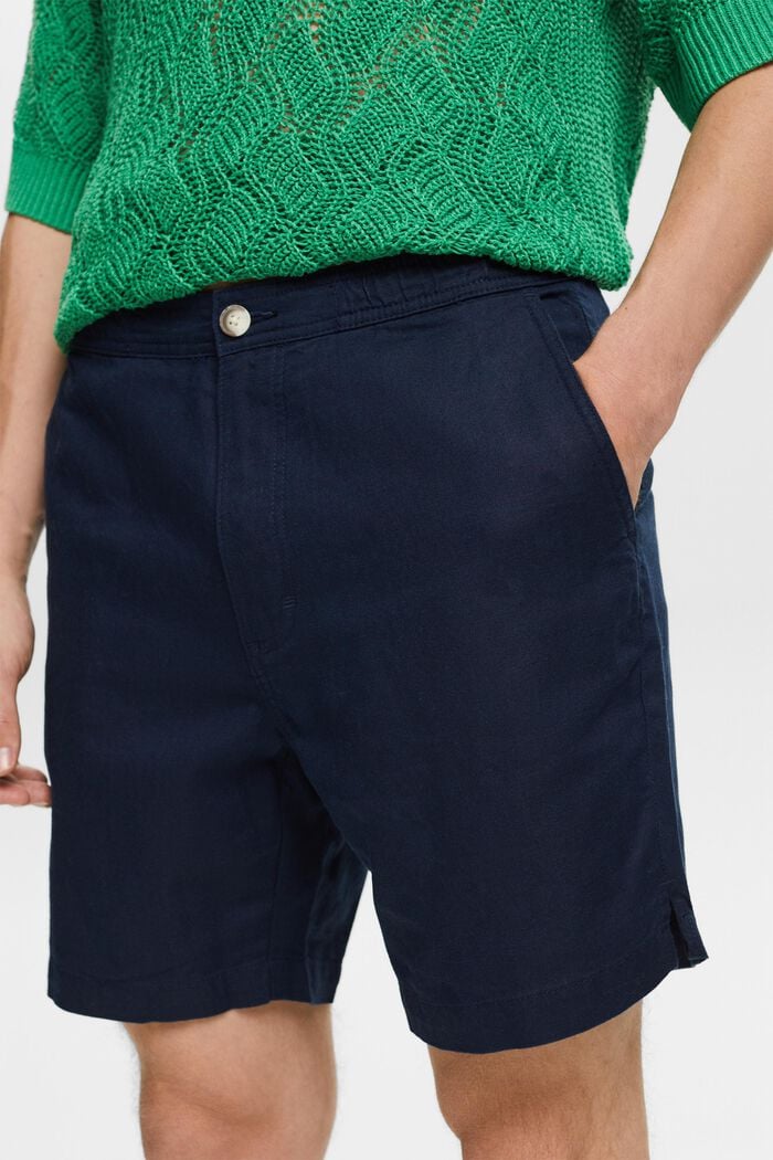 Cotton-Linen Bermuda Shorts, NAVY, detail image number 4