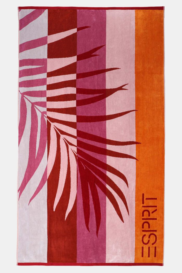 Striped towel with palm leaf, ROSE, overview