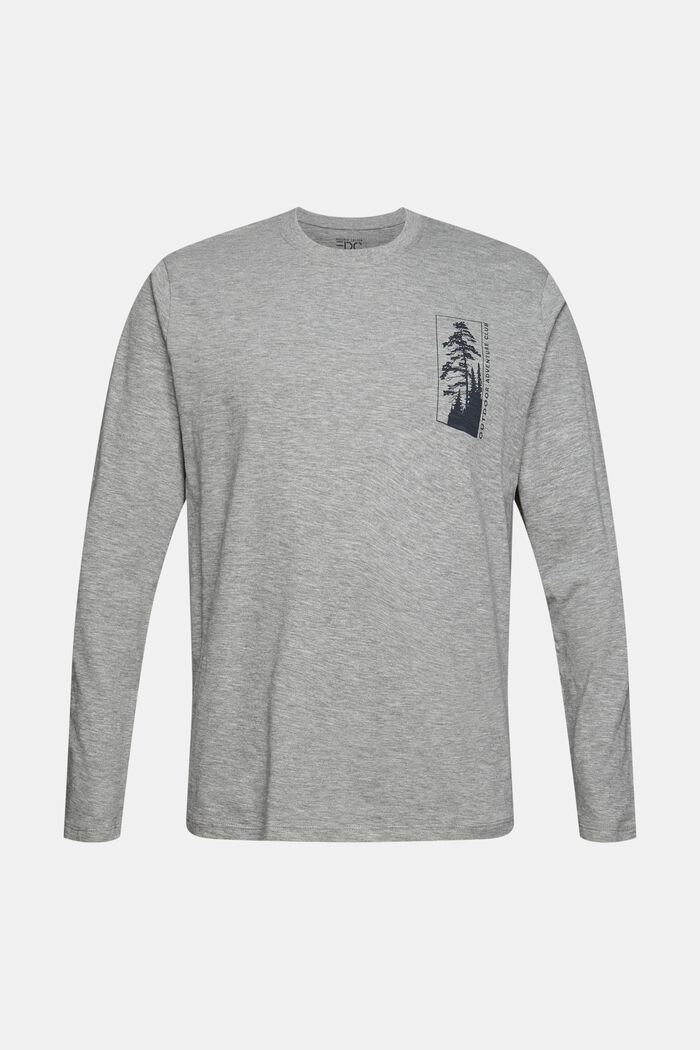 Jersey long sleeve top made of blended organic cotton, MEDIUM GREY, detail image number 5