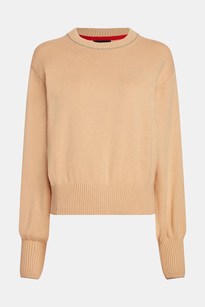 Puffed sleeved jumper with cashmere, BEIGE, detail image number 4