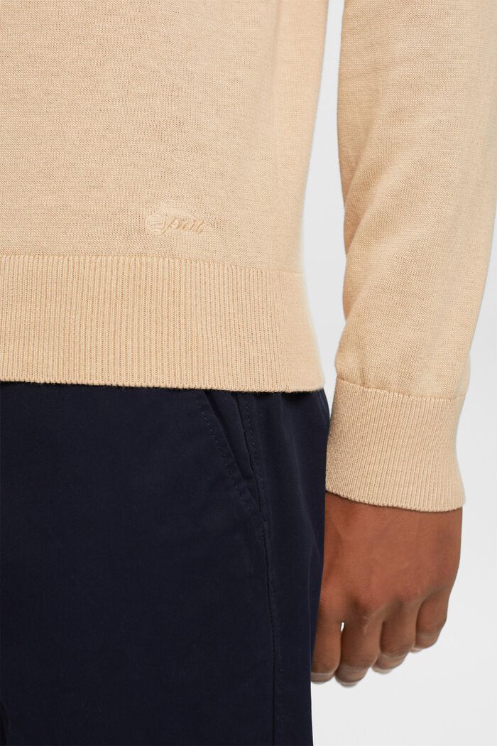 Knit jumper with a polo collar, TENCEL™, SAND, detail image number 2