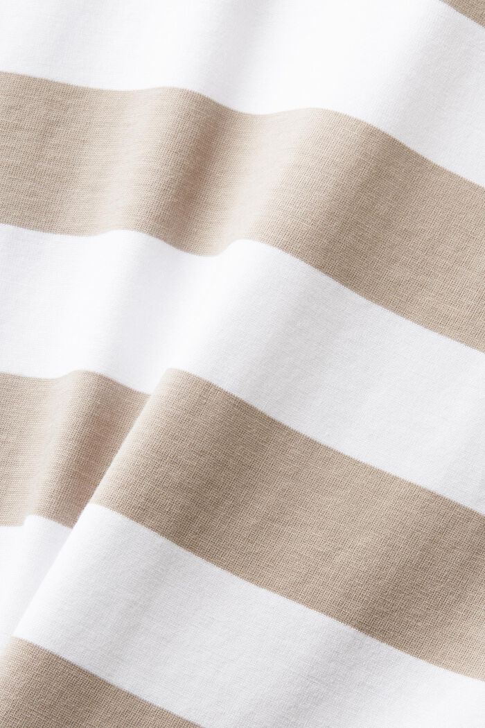Pima Cotton Striped Embroidered Logo T-Shirt, LIGHT TAUPE, detail image number 4