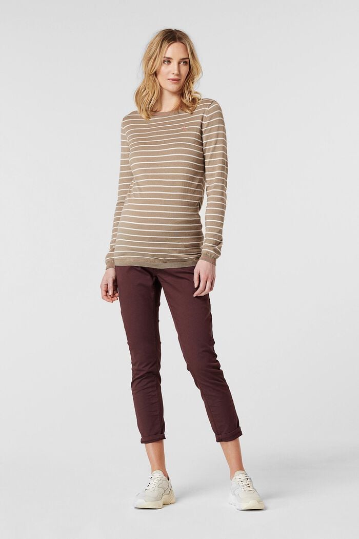 Striped jumper made of 100% organic cotton, LIGHT TAUPE, detail image number 0