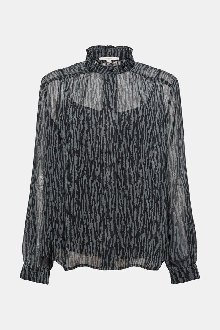 Chiffon blouse with an animal print and a top, GUNMETAL, overview