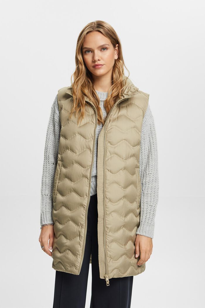 Longline Quilted Body Warmer, KHAKI BEIGE, detail image number 0