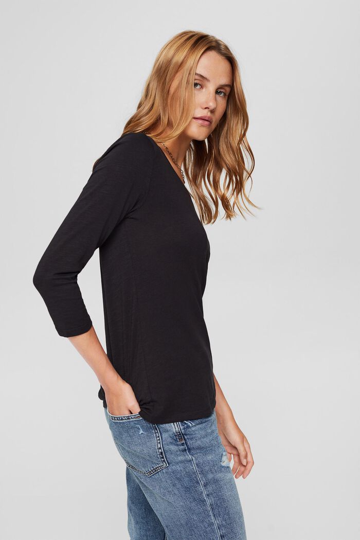 Long sleeve top made of 100% organic cotton, BLACK, detail image number 5
