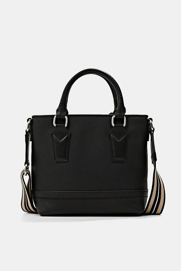 Vegan: faux leather tote bag, BLACK, overview