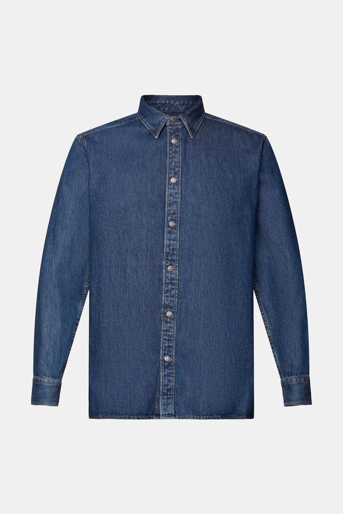 Jeans shirt, 100% cotton, BLUE MEDIUM WASHED, detail image number 5