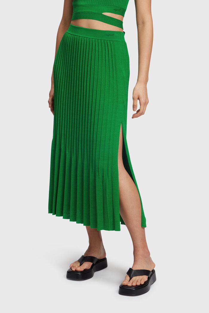 Pretty Pleats Midi Skirt, GREEN, detail image number 0