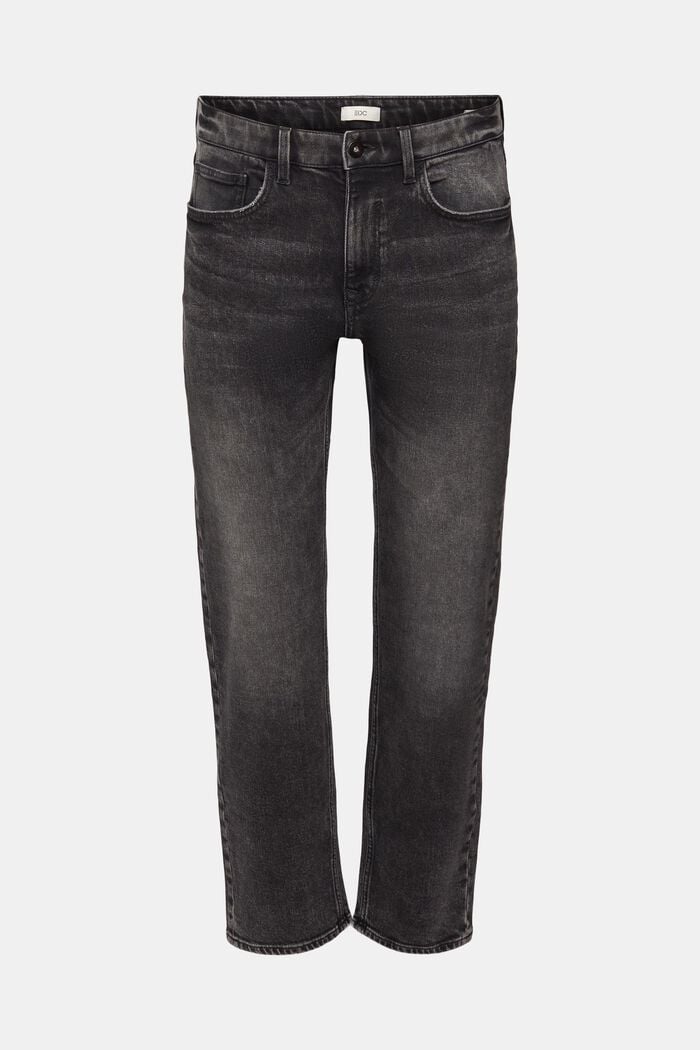 Washed out stretch jeans, BLACK MEDIUM WASHED, overview