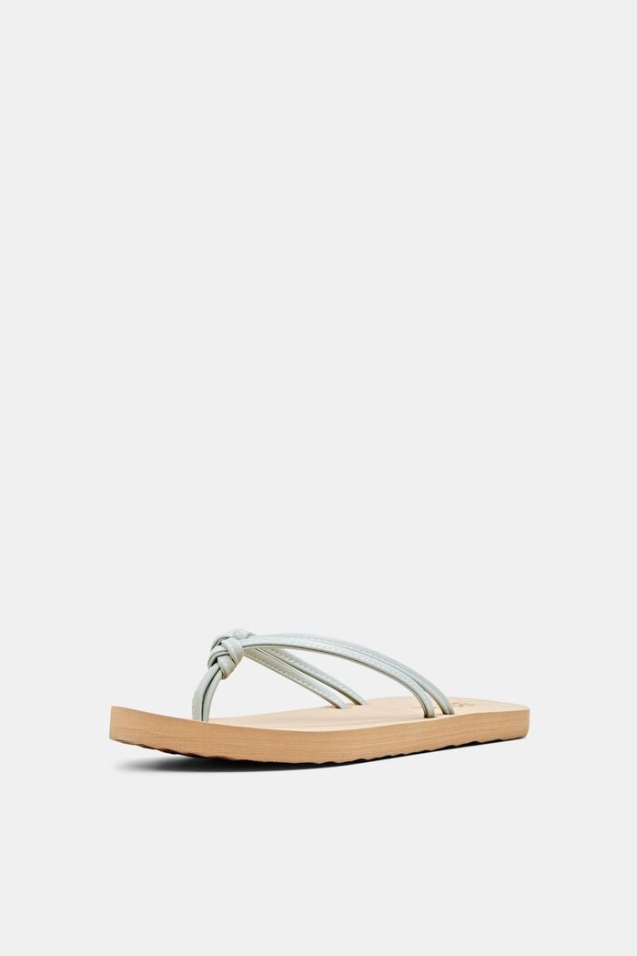 Thong sandals with faux leather straps, PASTEL GREEN, detail image number 2